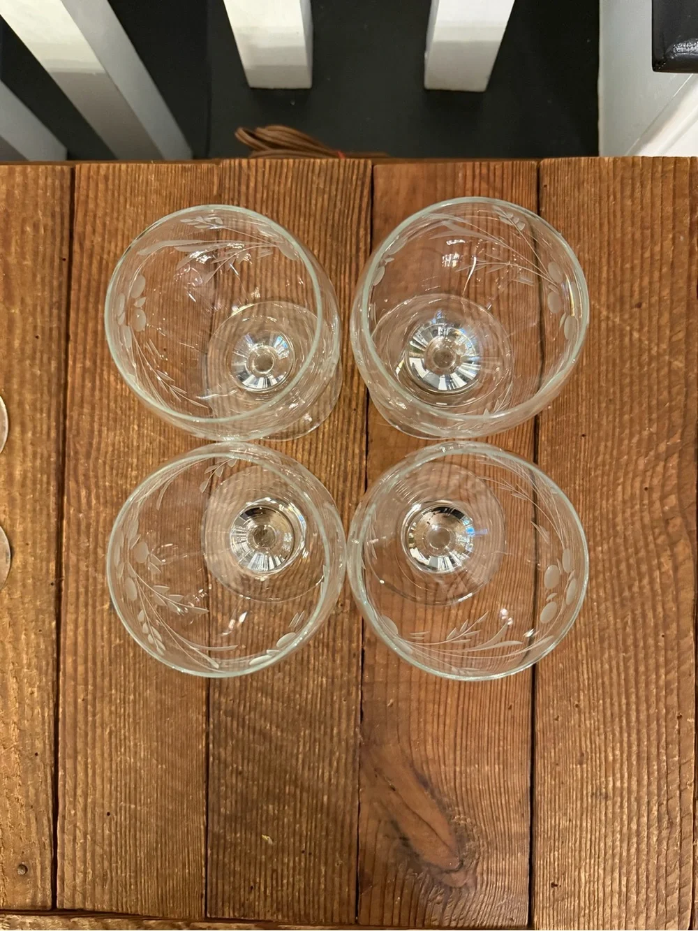 Vintage Farmhouse Crystal Etched Wine and Cordial Glass Set of (6)